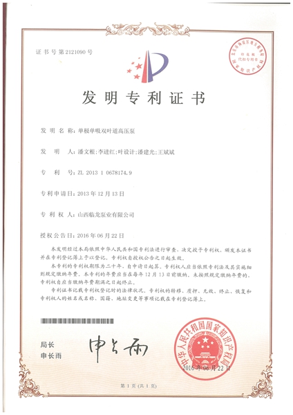 单极单吸双叶道高压泵